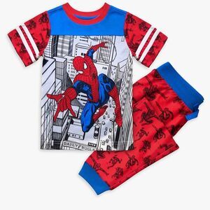 NWT Disney Store Kids Boy Spiderman Pajama Set Shirt Pants Size Small 5/6